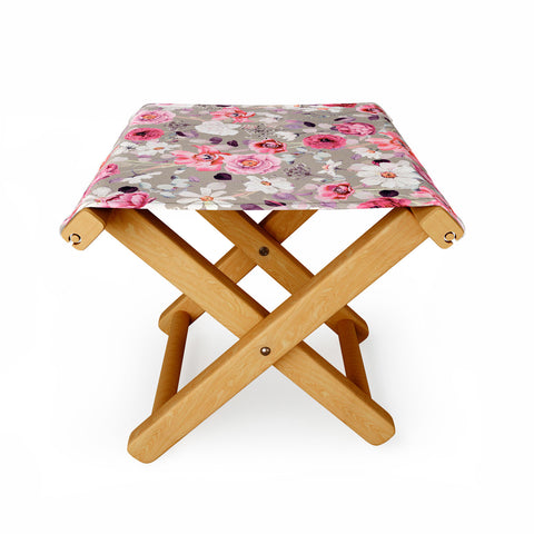 Marta Barragan Camarasa Pink and white flower garden Folding Stool