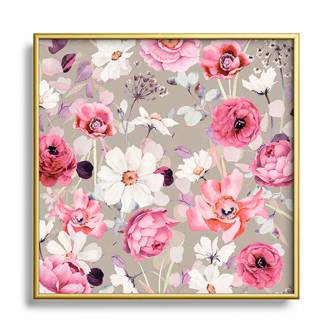 Marta Barragan Camarasa Pink and white flower garden Metal Square Framed Art Print