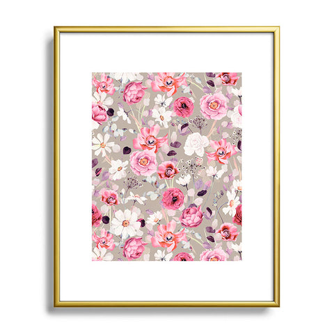Marta Barragan Camarasa Pink and white flower garden Metal Framed Art Print