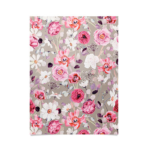 Marta Barragan Camarasa Pink and white flower garden Poster