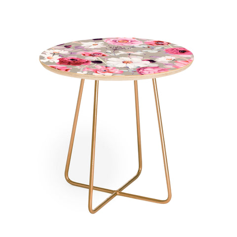 Marta Barragan Camarasa Pink and white flower garden Round Side Table
