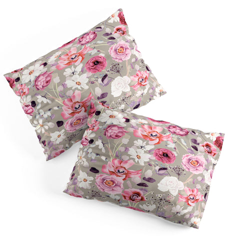 Marta Barragan Camarasa Pink and white flower garden Pillow Shams