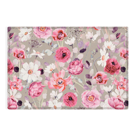 Marta Barragan Camarasa Pink and white flower garden Outdoor Rug
