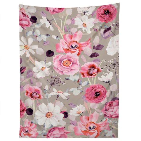 Marta Barragan Camarasa Pink and white flower garden Tapestry