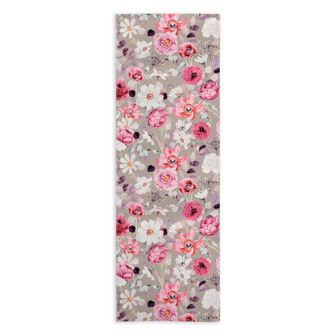 Marta Barragan Camarasa Pink and white flower garden Yoga Towel