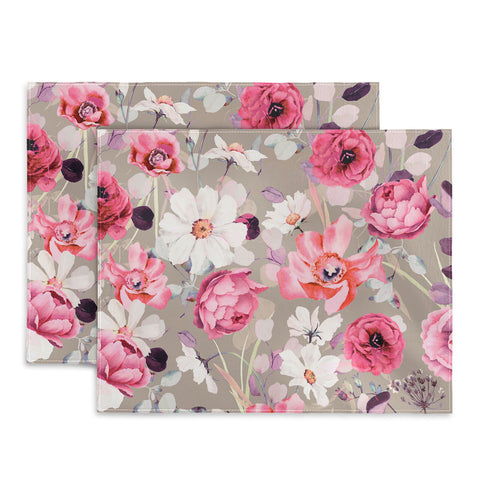 Marta Barragan Camarasa Pink and white flower garden Placemat