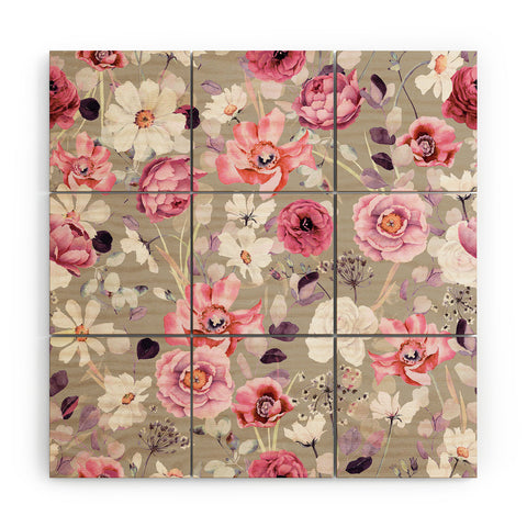 Marta Barragan Camarasa Pink and white flower garden Wood Wall Mural