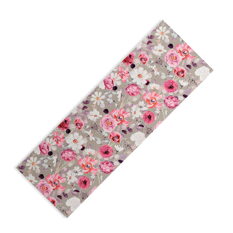Marta Barragan Camarasa Pink and white flower garden Yoga Mat