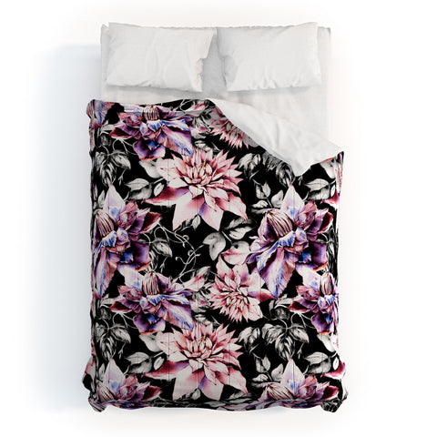 Marta Barragan Camarasa Pink bloom in the dark Comforter