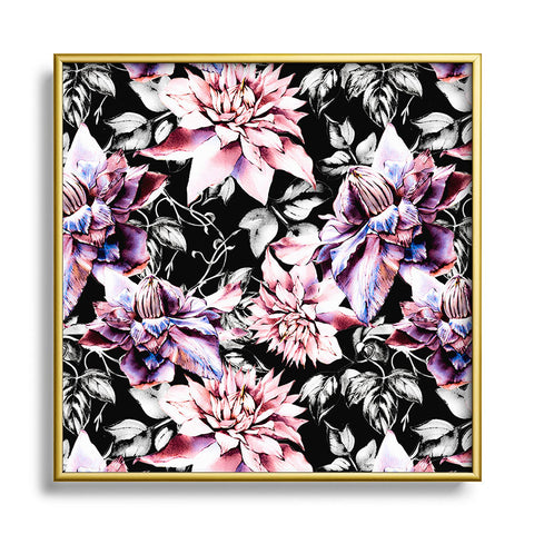Marta Barragan Camarasa Pink bloom in the dark Square Metal Framed Art Print