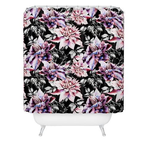 Marta Barragan Camarasa Pink bloom in the dark Shower Curtain