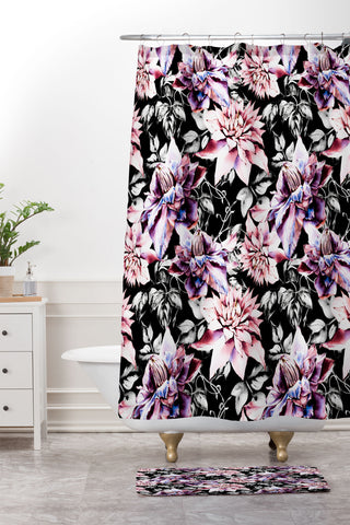 Marta Barragan Camarasa Pink bloom in the dark Shower Curtain And Mat