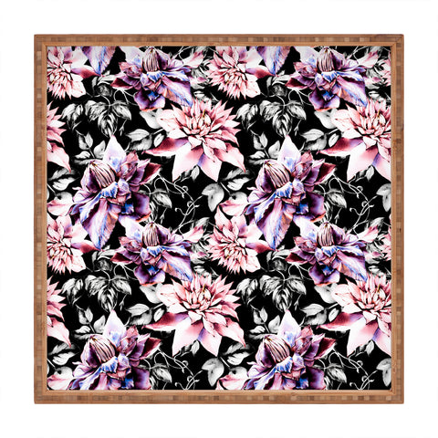Marta Barragan Camarasa Pink bloom in the dark Square Tray