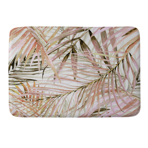 Marta Barragan Camarasa Pink leaf Memory Foam Bath Mat