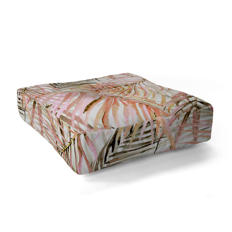 Marta Barragan Camarasa Pink leaf Floor Pillow Square