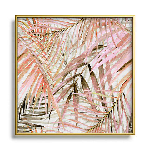 Marta Barragan Camarasa Pink leaf Metal Square Framed Art Print