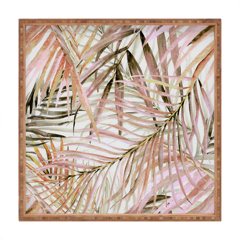 Marta Barragan Camarasa Pink leaf Square Tray