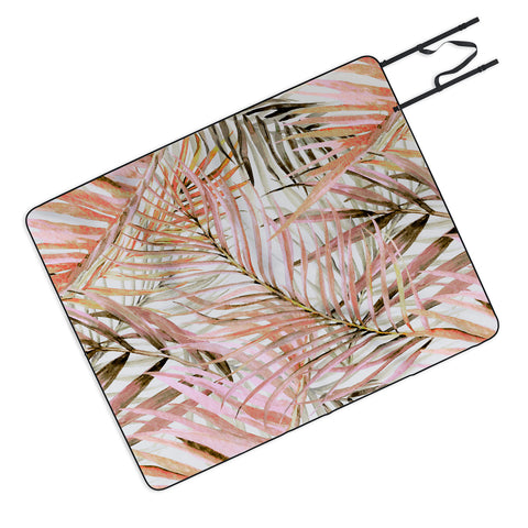Marta Barragan Camarasa Pink leaf Picnic Blanket
