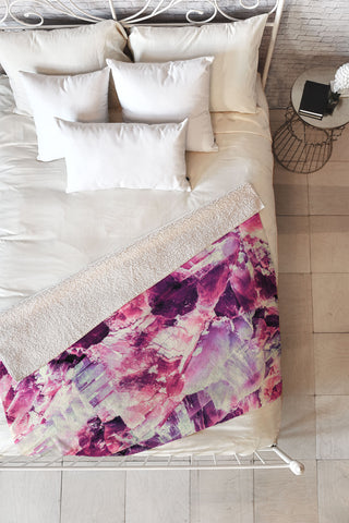 Marta Barragan Camarasa Pink mineral texture detail Fleece Throw Blanket