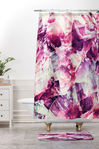 Marta Barragan Camarasa Pink mineral texture detail Shower Curtain And Mat