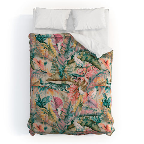 Marta Barragan Camarasa Pink sunset in the jungle Comforter