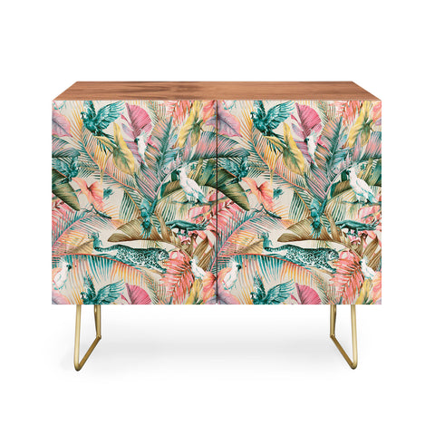 Marta Barragan Camarasa Pink sunset in the jungle Credenza