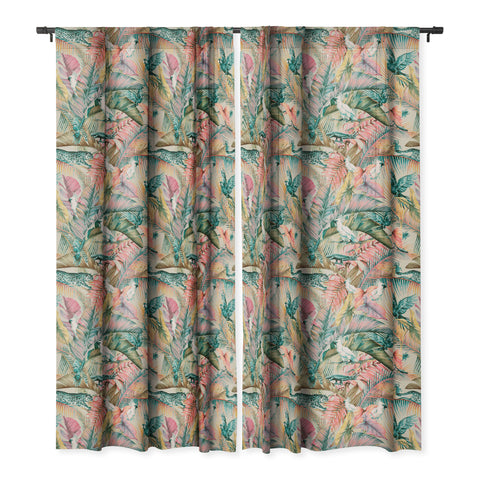 Marta Barragan Camarasa Pink sunset in the jungle Blackout Window Curtain