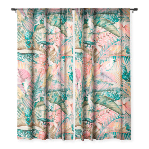 Marta Barragan Camarasa Pink sunset in the jungle Sheer Non Repeat
