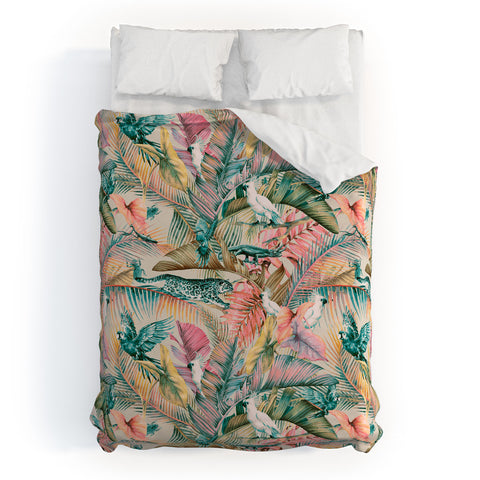 Marta Barragan Camarasa Pink sunset in the jungle Duvet Cover