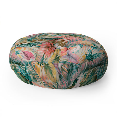 Marta Barragan Camarasa Pink sunset in the jungle Floor Pillow Round