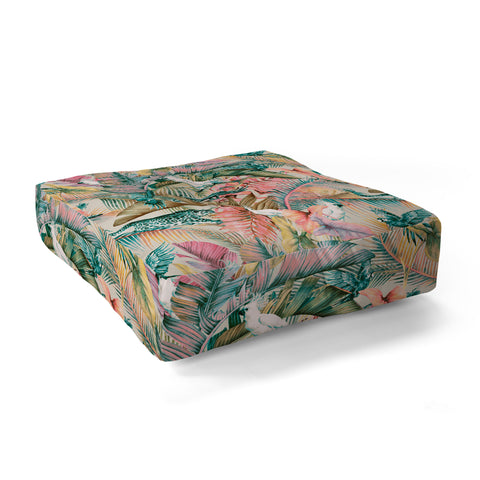 Marta Barragan Camarasa Pink sunset in the jungle Floor Pillow Square