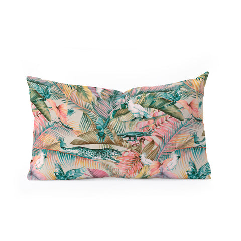 Marta Barragan Camarasa Pink sunset in the jungle Oblong Throw Pillow