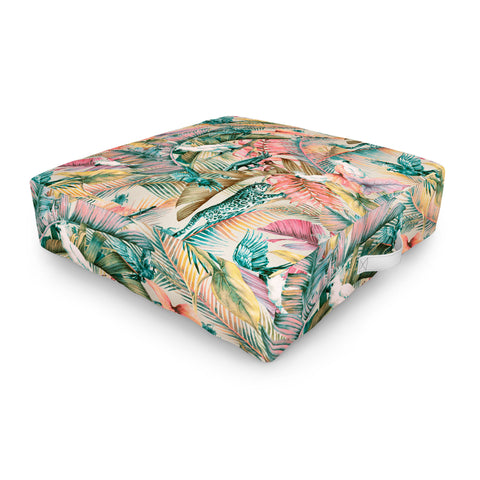 Marta Barragan Camarasa Pink sunset in the jungle Outdoor Floor Cushion