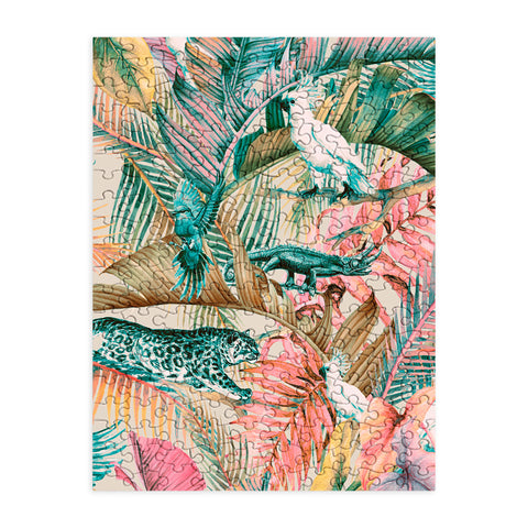 Marta Barragan Camarasa Pink sunset in the jungle Puzzle