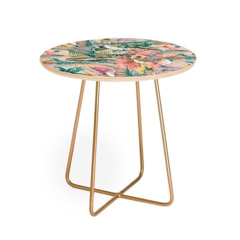 Marta Barragan Camarasa Pink sunset in the jungle Round Side Table