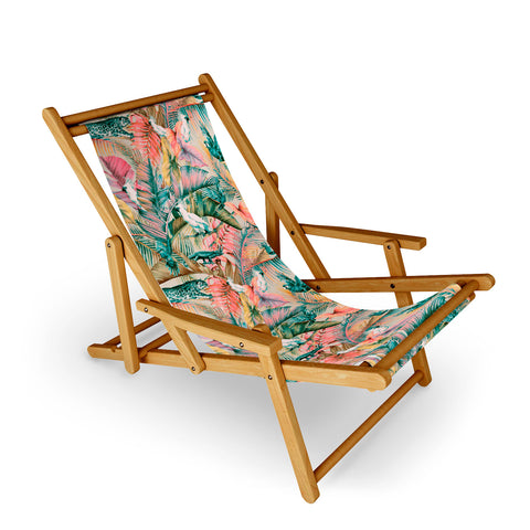 Marta Barragan Camarasa Pink sunset in the jungle Sling Chair