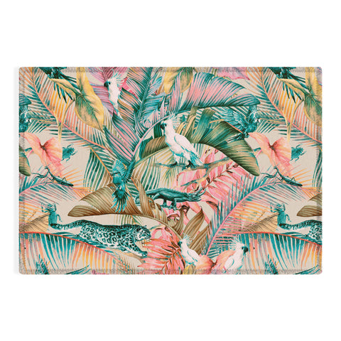 Marta Barragan Camarasa Pink sunset in the jungle Outdoor Rug