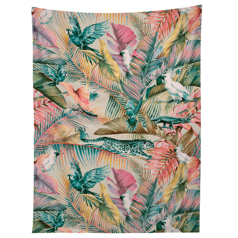 Marta Barragan Camarasa Pink sunset in the jungle Tapestry