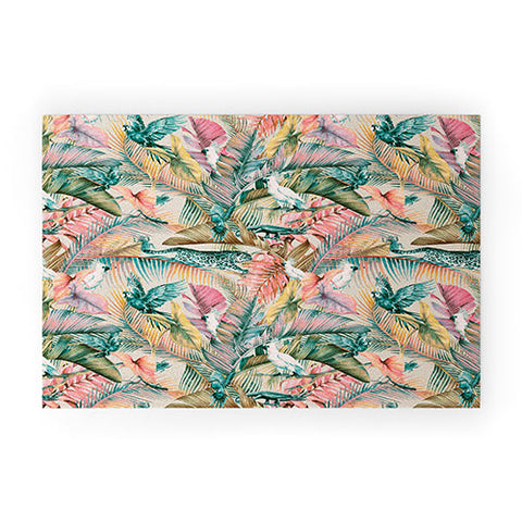 Marta Barragan Camarasa Pink sunset in the jungle Welcome Mat