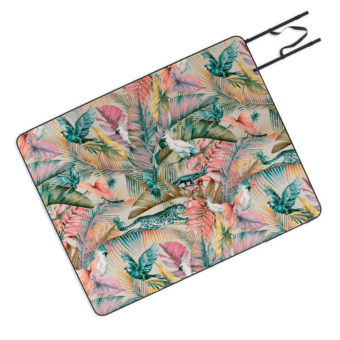 Marta Barragan Camarasa Pink sunset in the jungle Picnic Blanket
