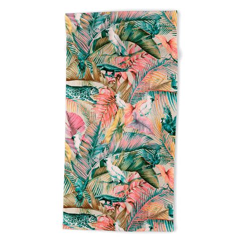 Marta Barragan Camarasa Pink sunset in the jungle Beach Towel