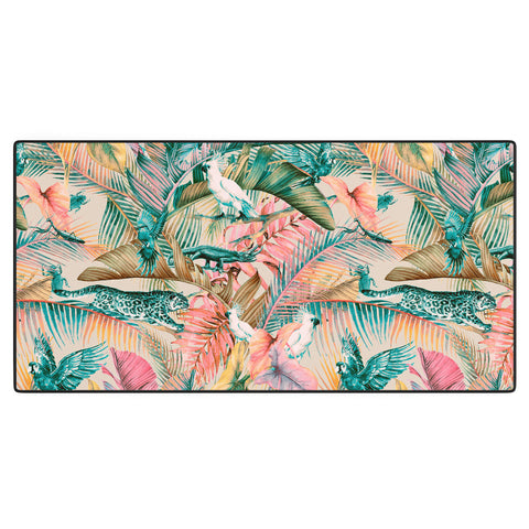 Marta Barragan Camarasa Pink sunset in the jungle Desk Mat