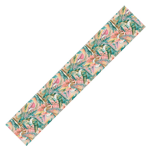 Marta Barragan Camarasa Pink sunset in the jungle Table Runner