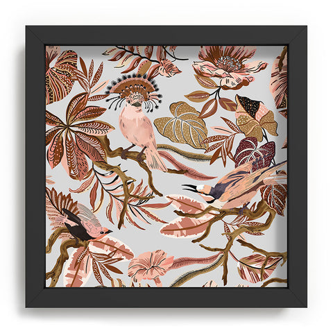 Marta Barragan Camarasa Pink tropical birds landscape Recessed Framing Square