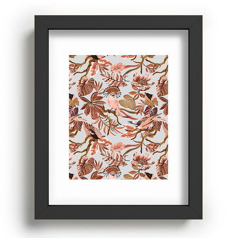 Marta Barragan Camarasa Pink tropical birds landscape Recessed Framing Rectangle