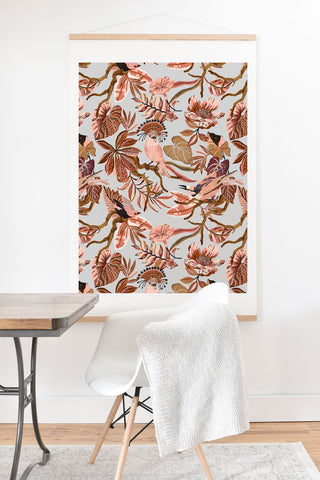 Marta Barragan Camarasa Pink tropical birds landscape Art Print And Hanger