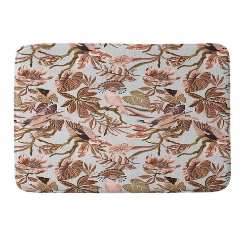 Marta Barragan Camarasa Pink tropical birds landscape Memory Foam Bath Mat
