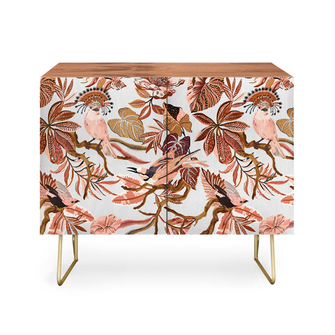 Marta Barragan Camarasa Pink tropical birds landscape Credenza