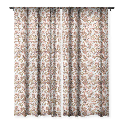 Marta Barragan Camarasa Pink tropical birds landscape Sheer Window Curtain