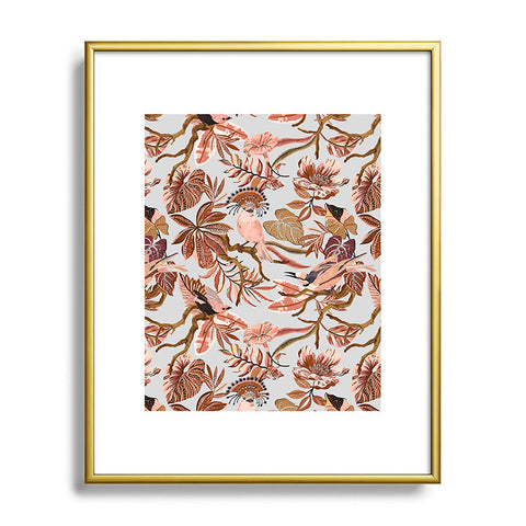 Marta Barragan Camarasa Pink tropical birds landscape Metal Framed Art Print